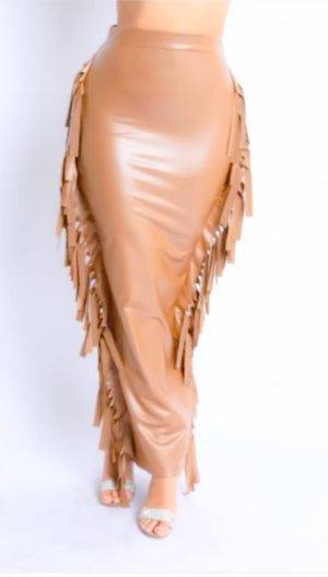 “High class”Nude Leather Skirt