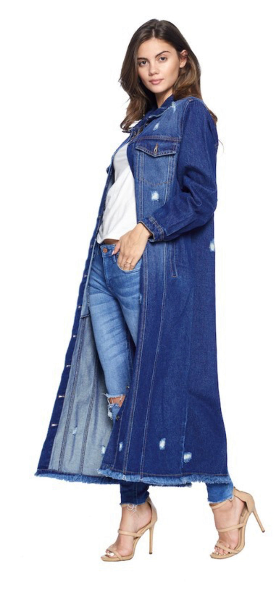 “Made for the weekend”Distressed Denim Coat
